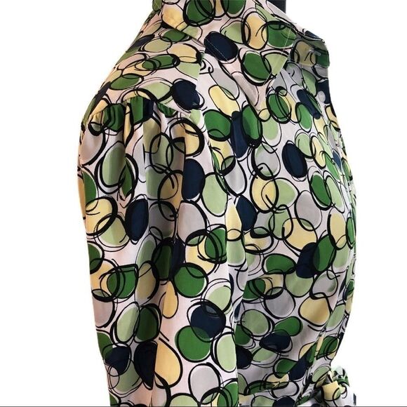 Tailor B Moss Retro Bubble Print Tie Waist Blouse Sz M 70s Style Top - Picture 4 of 11
